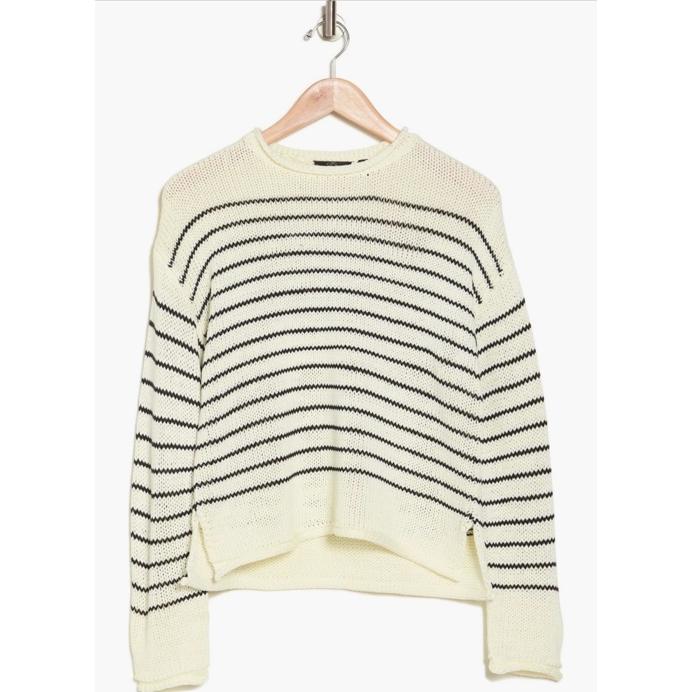 RDI Striped Knit Sweater Winter White Black‎ Crew Neck XS
